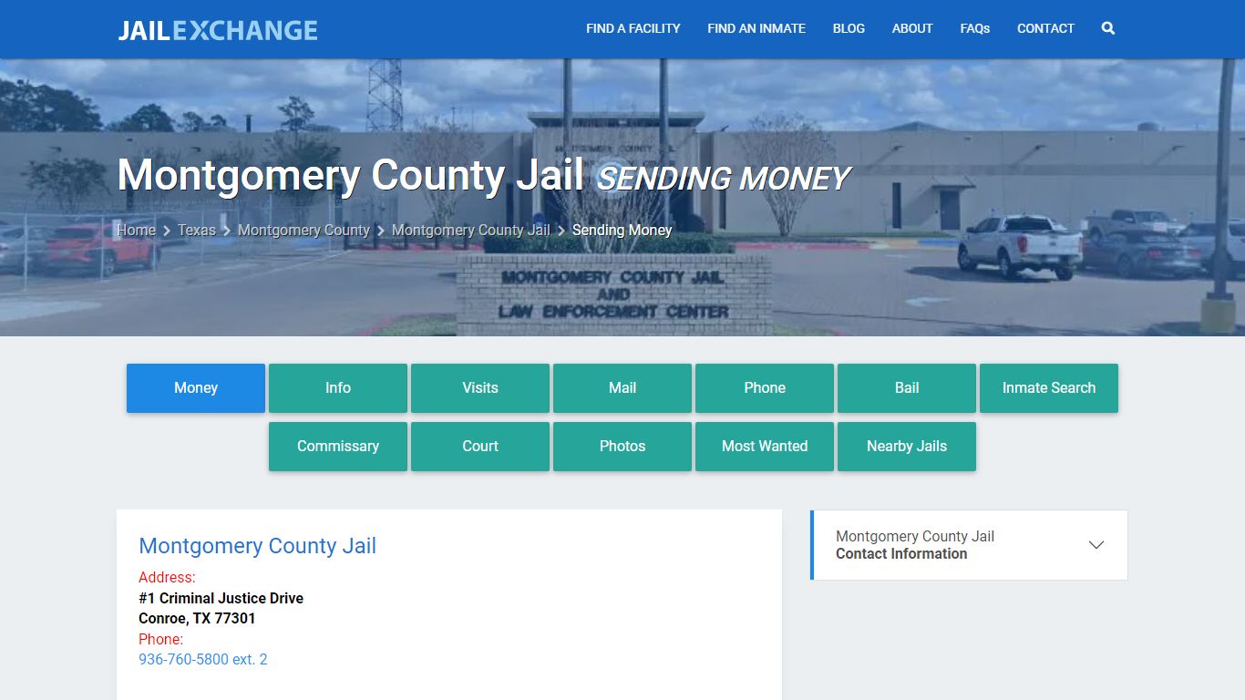Send Money to Inmate - Montgomery County Jail, TX